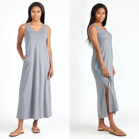 Free Fly • Bamboo Heritage Midi Dress maxi tank jersey knit Heather Flint grey - Picture 1 of 12
